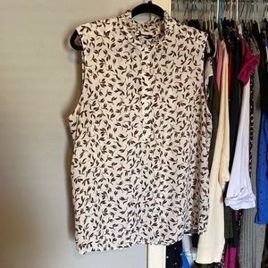 High neck leaf print top